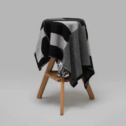 Viceversa Gray And Black Merino Wool Blanket