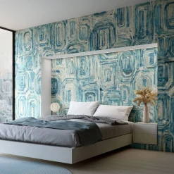 Victoria'S Artwork White And Blue Wallcovering