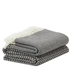 Vigo Herringbone Black-And-White Small Blanket