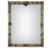 Vine Mirror with Capodimonte Porcelain Grapes and Silver Finish