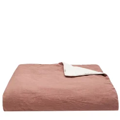 Vintage Pink Linen Blanket with Piping