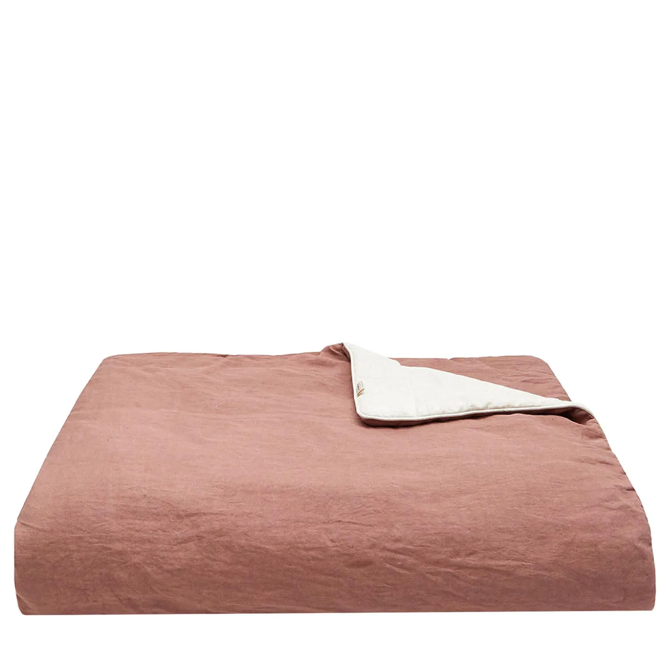 Vintage Pink Linen Blanket with Piping