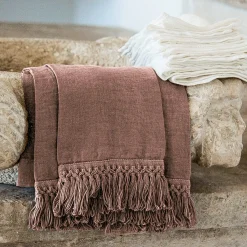 Vintage Pink Towel Set with Long Fringe