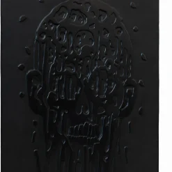 Volto Sfigurato Black Leather Decorative Panel