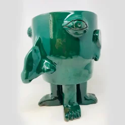 Walking Head Medium Green Flower Pot