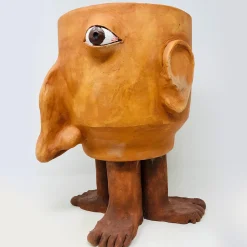 Walking Head Medium Terracotta Flower Pot