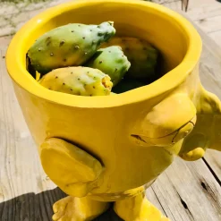 Walking Head Medium Yellow Flower Pot
