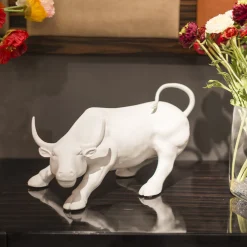 Wall Street Bull Large White Sculpture