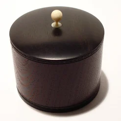 Wengè and Ebony Round Box with Lid