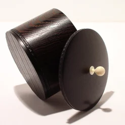 Wengè and Ebony Round Box with Lid