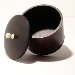 Wengè and Ebony Round Box with Lid