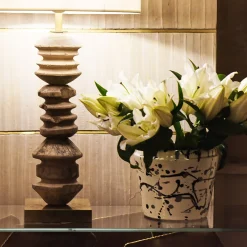 White and Black Ceramic Cachepot Vase