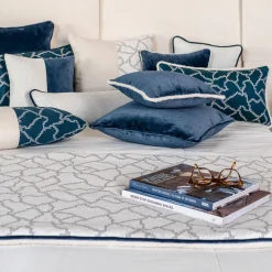 White and Blue Carré Bis Cushion