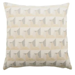 White Carrè Cushion in geometric jacquard fabric