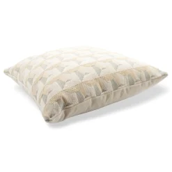 White Carrè Cushion in geometric jacquard fabric