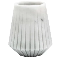 White Carrara Marble Low Vase by Jacopo Simonetti