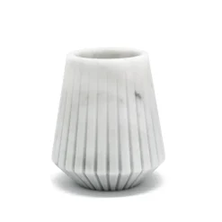White Carrara Marble Low Vase by Jacopo Simonetti