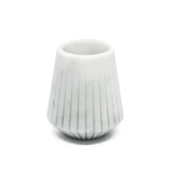 White Carrara Marble Low Vase by Jacopo Simonetti