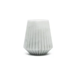 White Carrara Marble Low Vase by Jacopo Simonetti