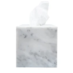 White Carrara Marble Tissue Box