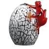 White Crackled Glass Egg with Red Gecko