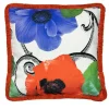 White Flower Fringed Square Cushion by Carlo Rampazzi