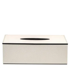 White Leather Rectangular Tissue Box With Magnetic Lid