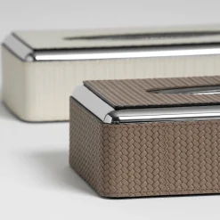 White Leather Tissue Box
