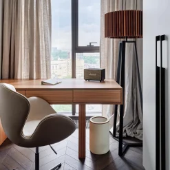 White Leather Waste Basket