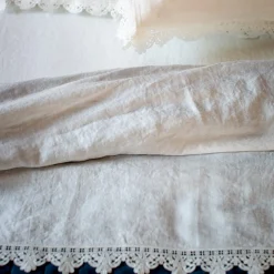 White Linen Bed Set with Sicilian Lace