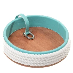 Windproof Small Round Turquoise & White Tray