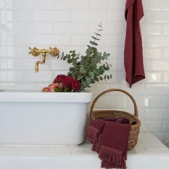 Wine Towel Set with Long Fringe