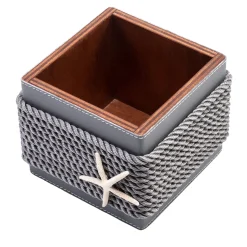 Wooden Box with Gray Eco-Leather and Rope Inserts