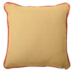 Yellow Carrè Cushion in False Unit Jacquard Fabric