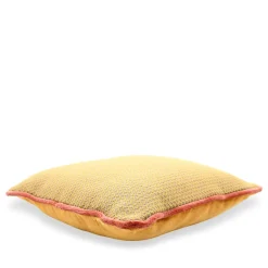 Yellow Carrè Cushion in False Unit Jacquard Fabric
