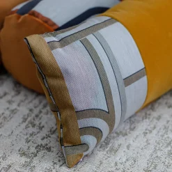 Yellow Les Intrigues Rectangular Band Velvet Cushion