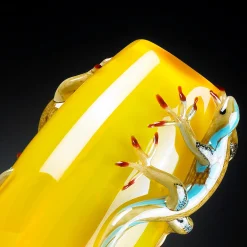 Yellow Vase with 2 Geckos