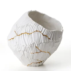 Zefiro Gold Cracks Decorative Bowl