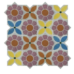 Zinnia Multicolor Ceramic Tile Composition with Floral Design